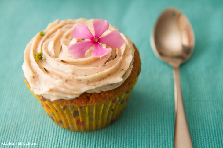 Chai cupcake with periwinkle